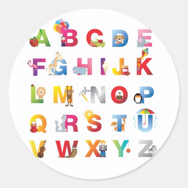 round alphabet sticker (Front)