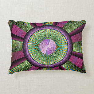 Round And Colourful Modern Decorative Fractal Art Accent Pillow