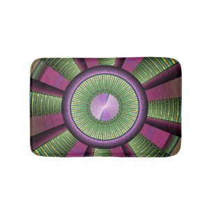 Round And Colourful Modern Decorative Fractal Art Bath Mat