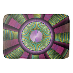 Round And Colourful Modern Decorative Fractal Art Bath Mat
