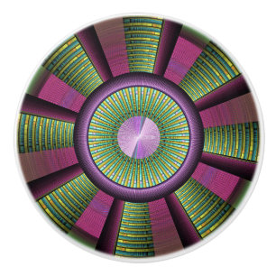 Round And Colourful Modern Decorative Fractal Art Ceramic Knob