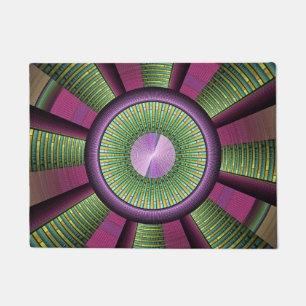 Round And Colourful Modern Decorative Fractal Art Doormat
