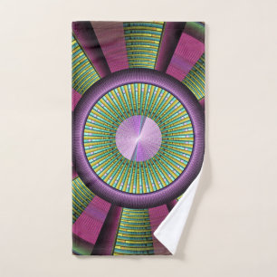 Round And Colourful Modern Decorative Fractal Art Hand Towel