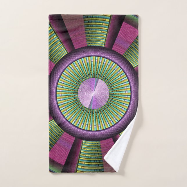 Round And Colourful Modern Decorative Fractal Art Hand Towel (Hand Towel)
