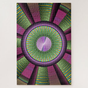 Round And Colourful Modern Decorative Fractal Art Jigsaw Puzzle