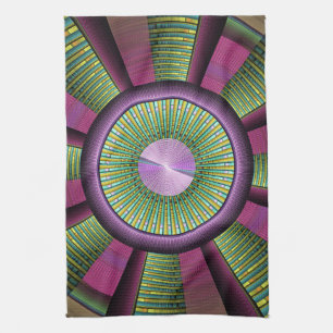 Round And Colourful Modern Decorative Fractal Art Kitchen Towel