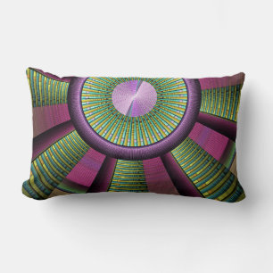 Round And Colourful Modern Decorative Fractal Art Lumbar Pillow