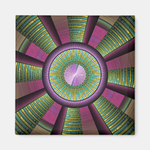 Round And Colourful Modern Decorative Fractal Art Magnet