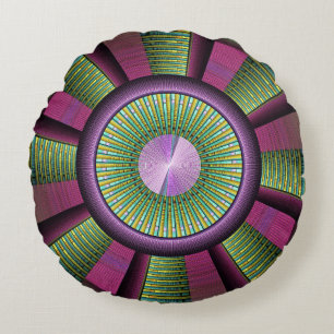 Round And Colourful Modern Decorative Fractal Art Pillow