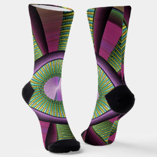 Round And Colourful Modern Decorative Fractal Art Socks