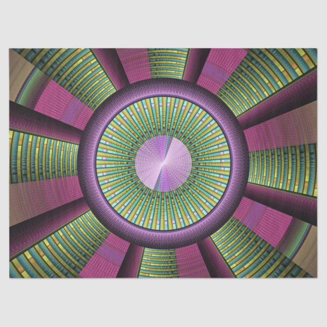 Round And Colourful Modern Decorative Fractal Art Tissue Paper (Front)