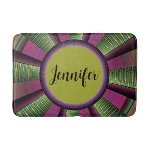 Round And Colourful Modern Decorative Fractal Name Bath Mat