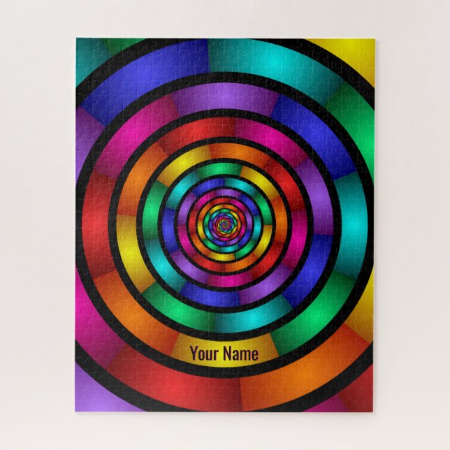 Round and Psychedelic Colorful Modern Art Name Jigsaw Puzzle (Vertical)
