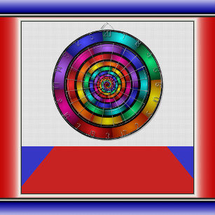 Round and Psychedelic Colorful Modern Fractal Art Dartboard
