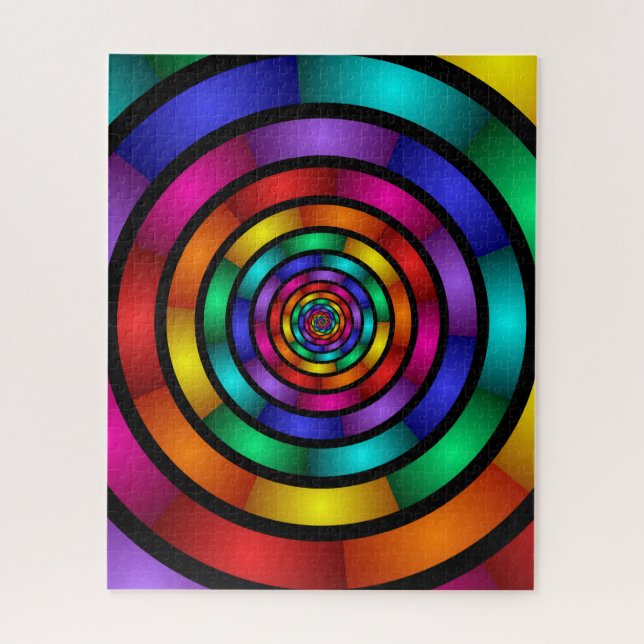 Round and Psychedelic Colorful Modern Fractal Art Jigsaw Puzzle (Vertical)
