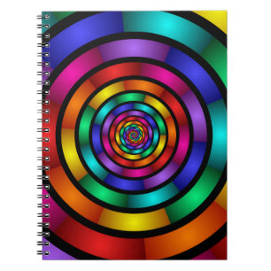 Round and Psychedelic Colorful Modern Fractal Art Notebook