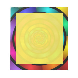 Round and Psychedelic Colorful Modern Fractal Art Notepad