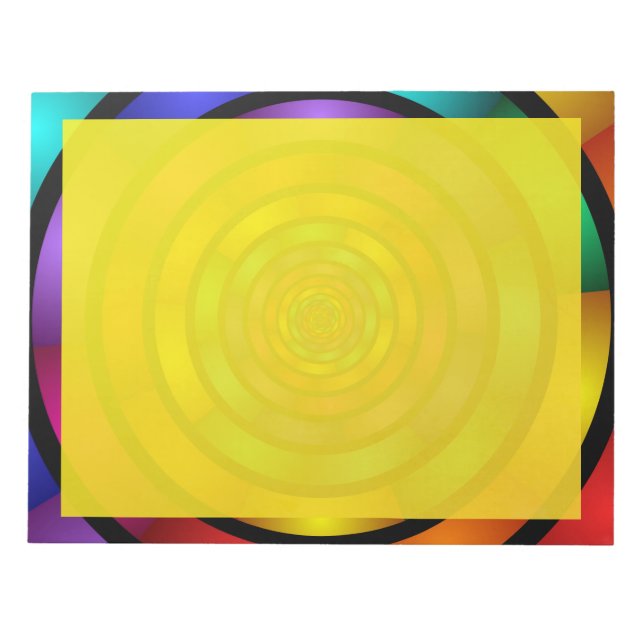 Round and Psychedelic Colorful Modern Fractal Art Notepad (Front)