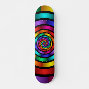 Round and Psychedelic Colorful Modern Fractal Art Skateboard