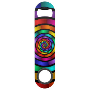 Round and Psychedelic Colourful Modern Fractal Art Bar Key