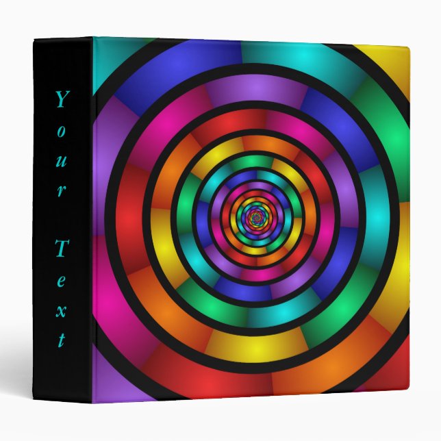Round and Psychedelic Colourful Modern Fractal Art Binder (Front/Spine)