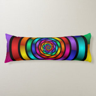 Round and Psychedelic Colourful Modern Fractal Art Body Pillow