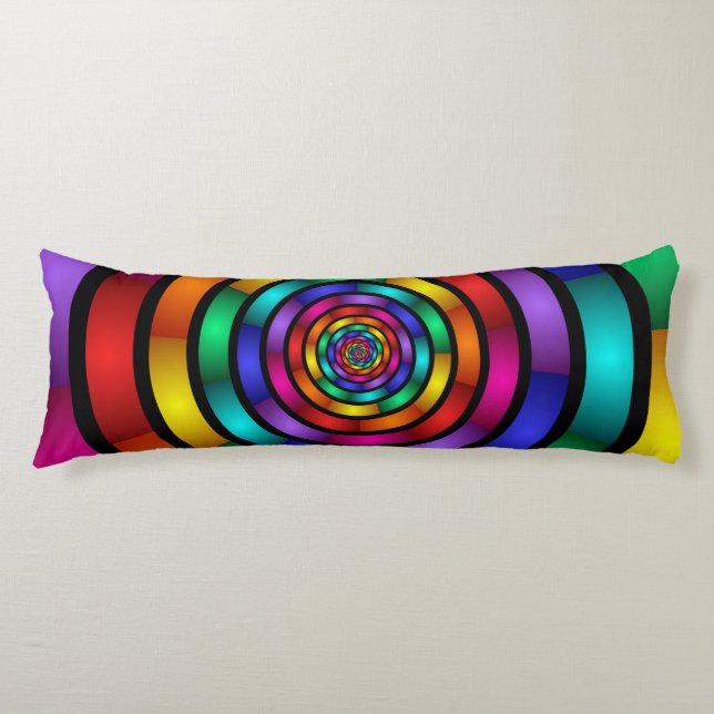 Round and Psychedelic Colourful Modern Fractal Art Body Pillow (Front)
