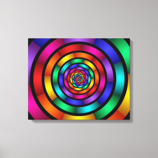 Round and Psychedelic Colourful Modern Fractal Art Canvas Print (Front)