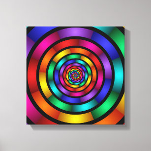 Round and Psychedelic Colourful Modern Fractal Art Canvas Print