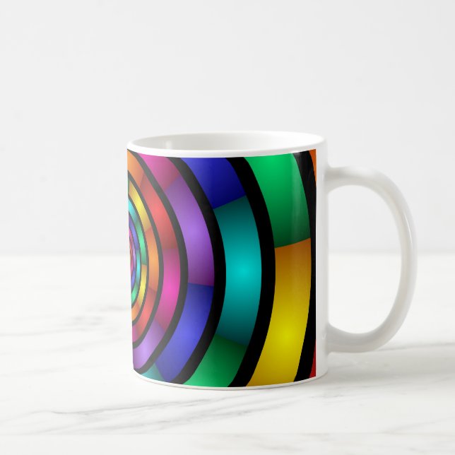 Round and Psychedelic Colourful Modern Fractal Art Coffee Mug (Right)