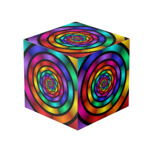 Round and Psychedelic Colourful Modern Fractal Art Cube