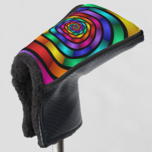 Round and Psychedelic Colourful Modern Fractal Art Golf Head Cover
