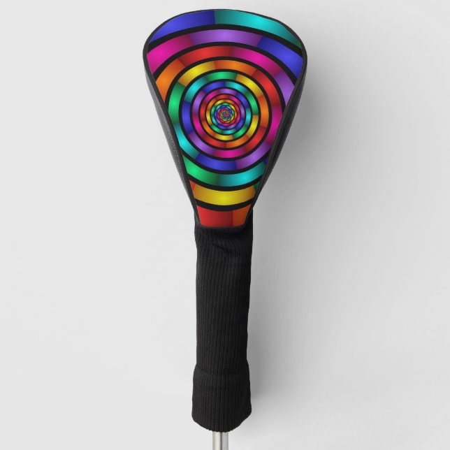 Round and Psychedelic Colourful Modern Fractal Art Golf Head Cover (Front)