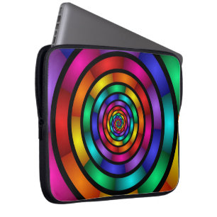 Round and Psychedelic Colourful Modern Fractal Art Laptop Sleeve