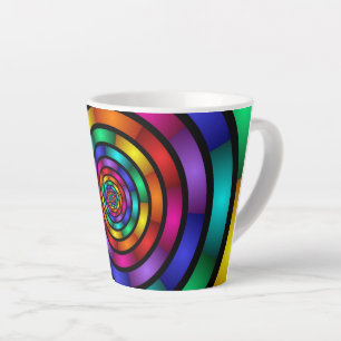 Round and Psychedelic Colourful Modern Fractal Art Latte Mug