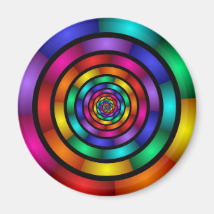 Round and Psychedelic Colourful Modern Fractal Art Magnet