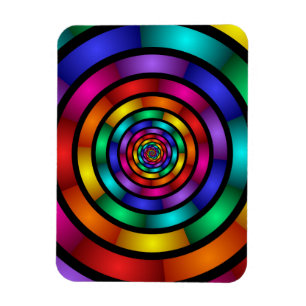 Round and Psychedelic Colourful Modern Fractal Art Magnet