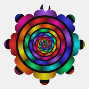 Round and Psychedelic Colourful Modern Fractal Art Ornament Card