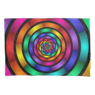 Round and Psychedelic Colourful Modern Fractal Art Pillowcase