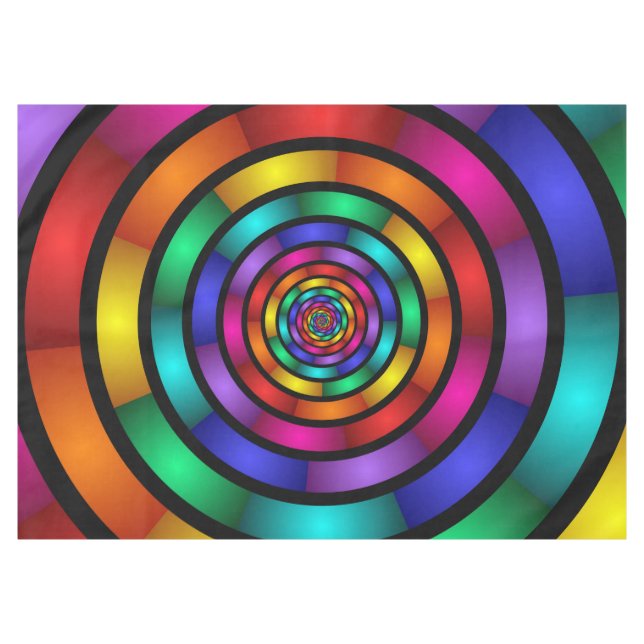 Round and Psychedelic Colourful Modern Fractal Art Tablecloth (Front (Horizontal))