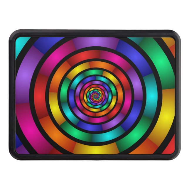 Round and Psychedelic Colourful Modern Fractal Art Trailer Hitch Cover (Front)