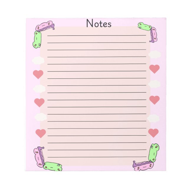 Round and round frog valentine  notepad (Front)