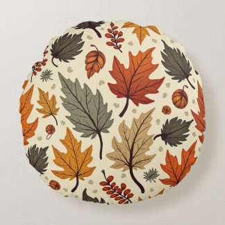 Round Autumn Leaves Pillow