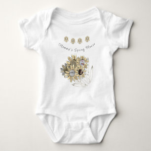 Round Baby Photo Momma's Spring Flower Daisies  Bodysuit