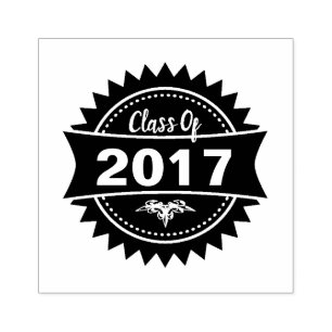 Round Badge Class Of 2017 Rubber Stamp