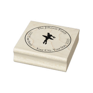 Round Ballerina Dance Return Address Rubber Stamp