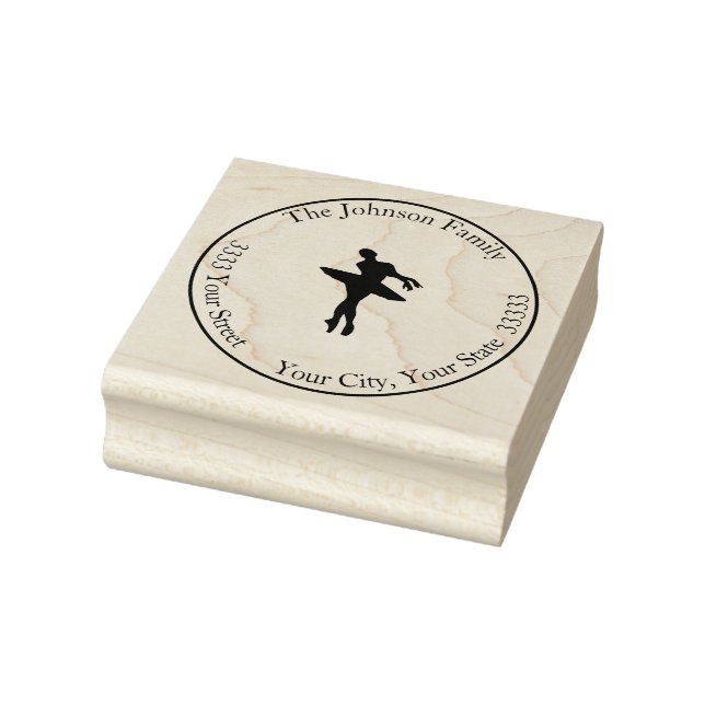 Round Ballerina Dance  Return Address Rubber Stamp (Stamp)