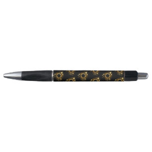 Round Banner with Gold Stars on Black Pen