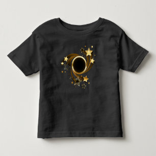 Round Banner with Gold Stars on Black Toddler T-shirt