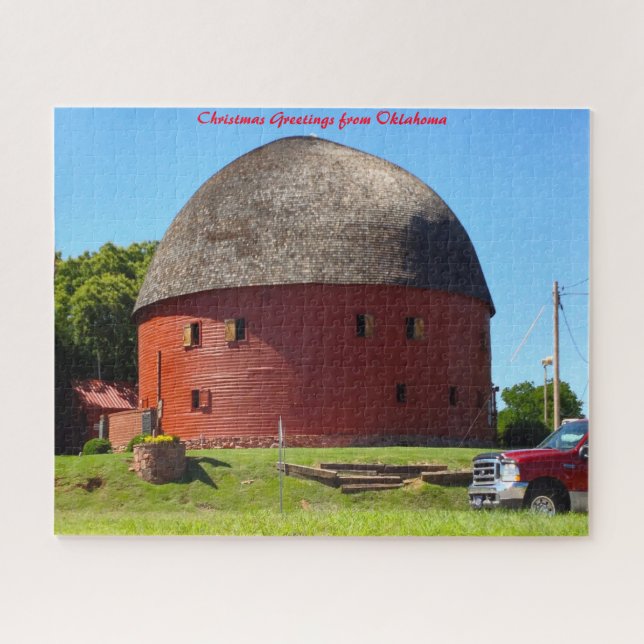 Round Barn Oklahoma.Christmas Greetings Jigsaw Puzzle (Horizontal)